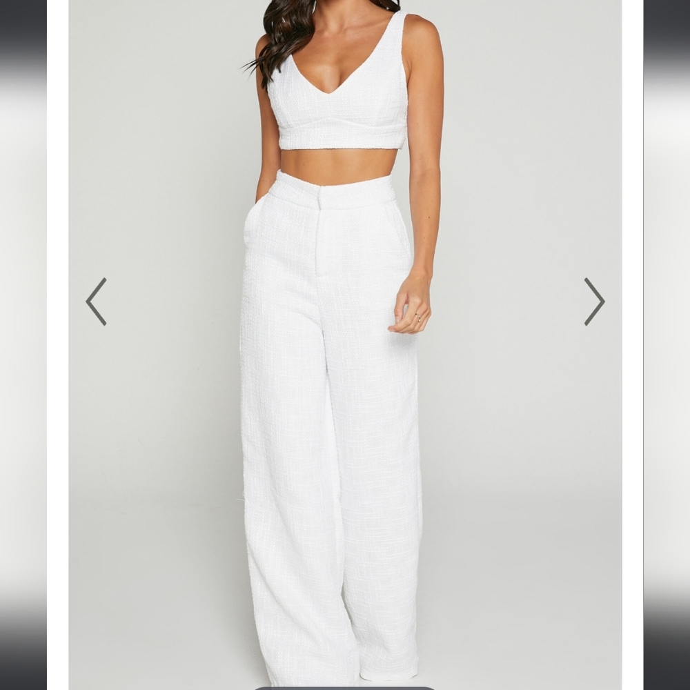 Showpo Adelaide Two Piece Set - Crop Top and Wide Leg Pants Set in White